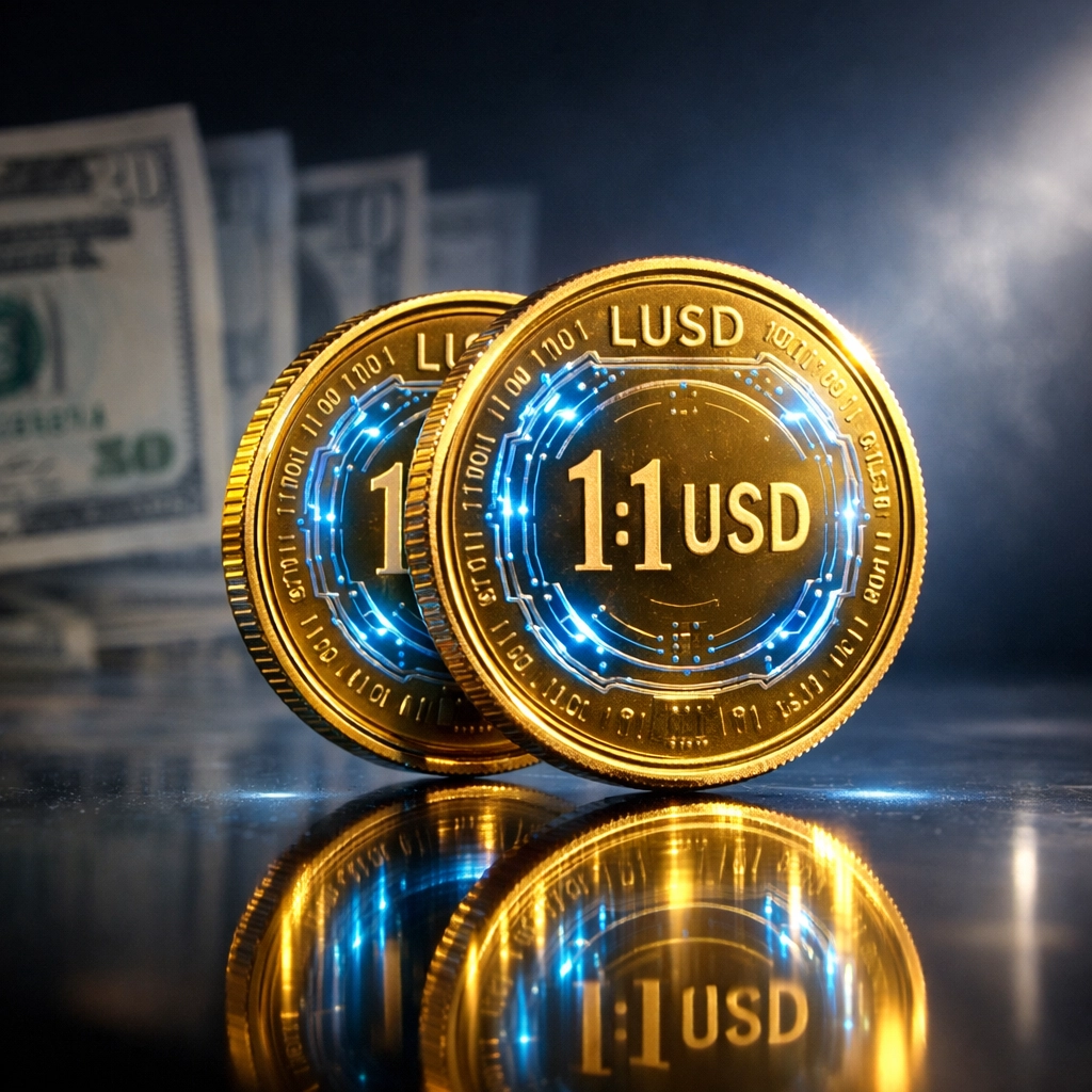 LUSD stablecoin tokens maintaining 1:1 USD peg for stable merchant payments