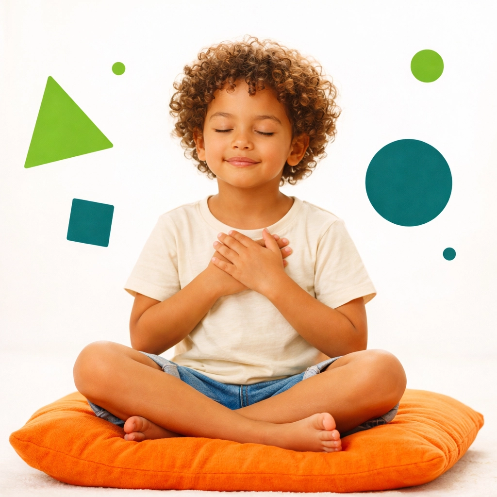 Child practicing self-awareness through quiet reflection and emotional self-regulation