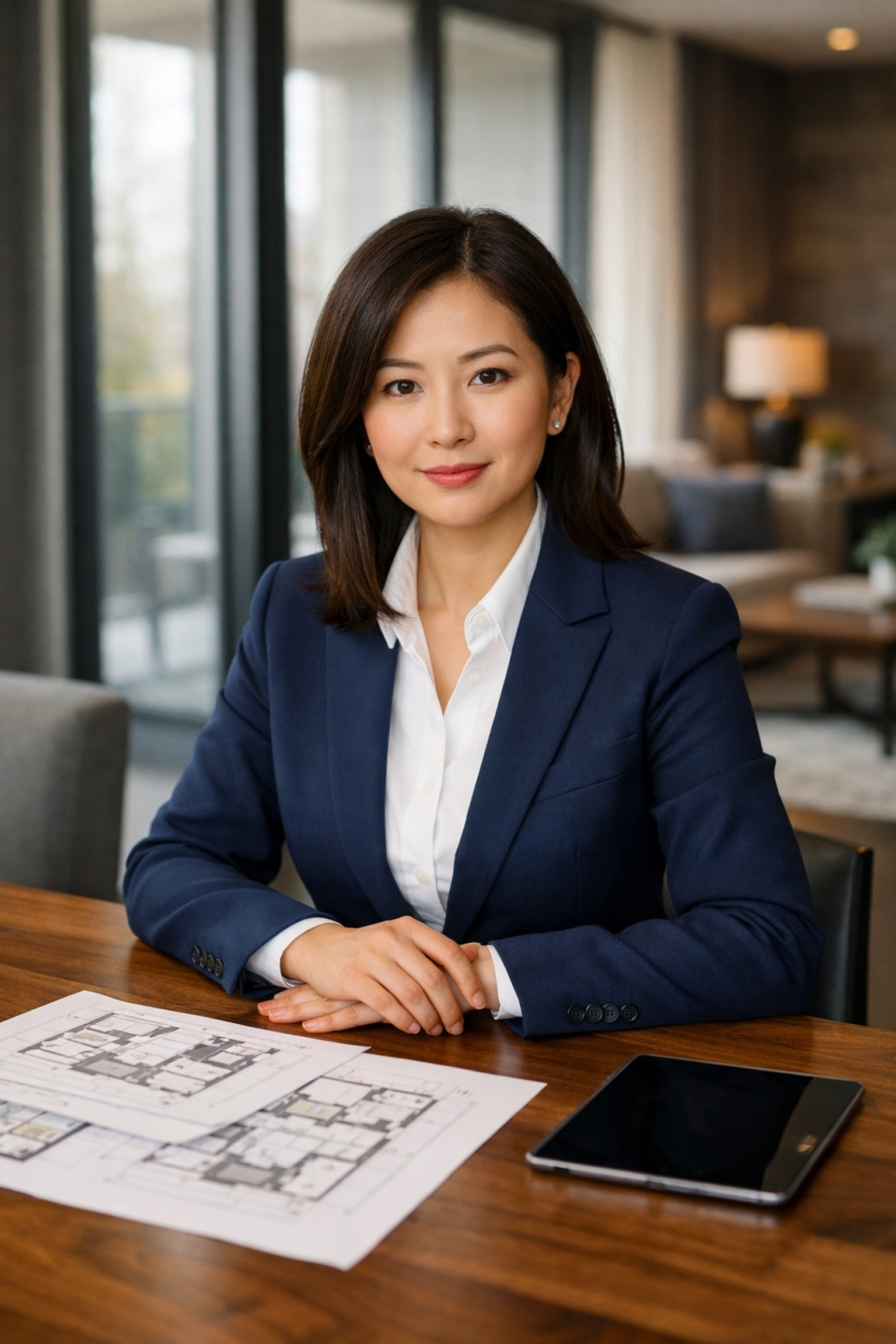 Cathy Dou, Broker of Record, providing expert strategic real estate advice in a modern Ontario home.