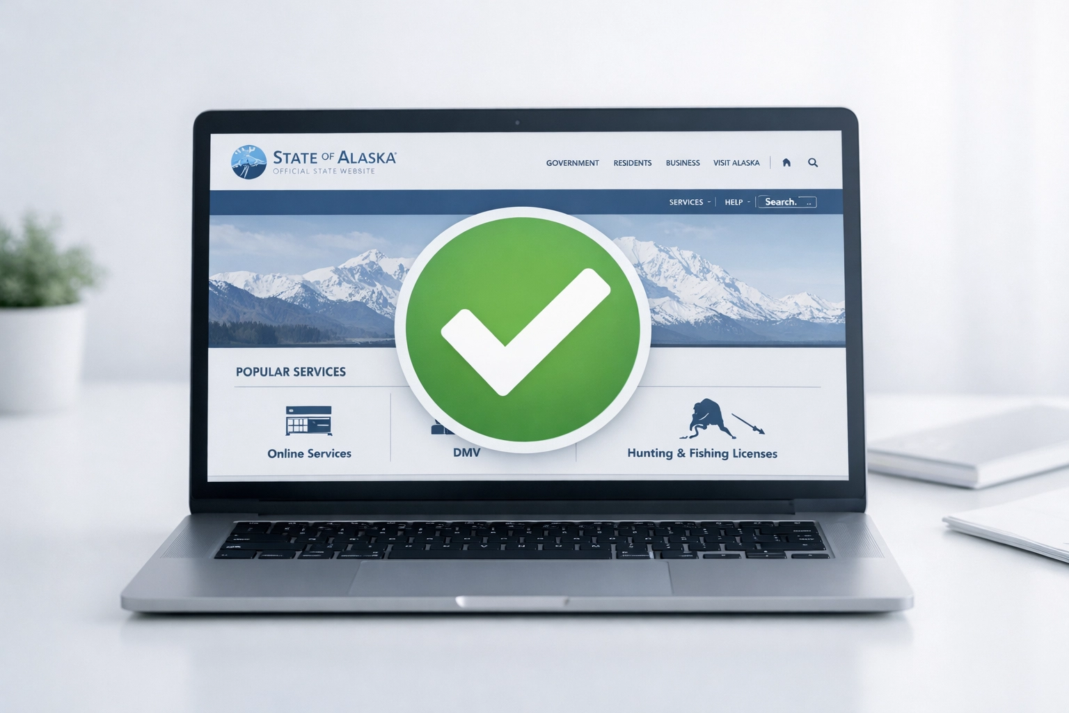 Laptop displaying Alaska state notary compliance verification for remote notarization platform