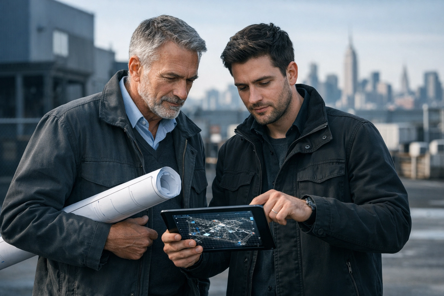 Environmental professionals reviewing site data for a NJ property acquisition using the ASTM E1527-21 standard.