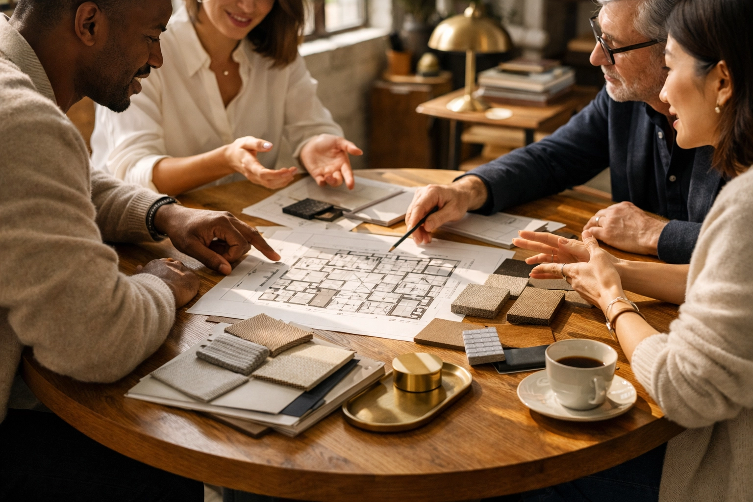 Diverse group collaborating at a small high-engagement event to foster donor ownership and connection.