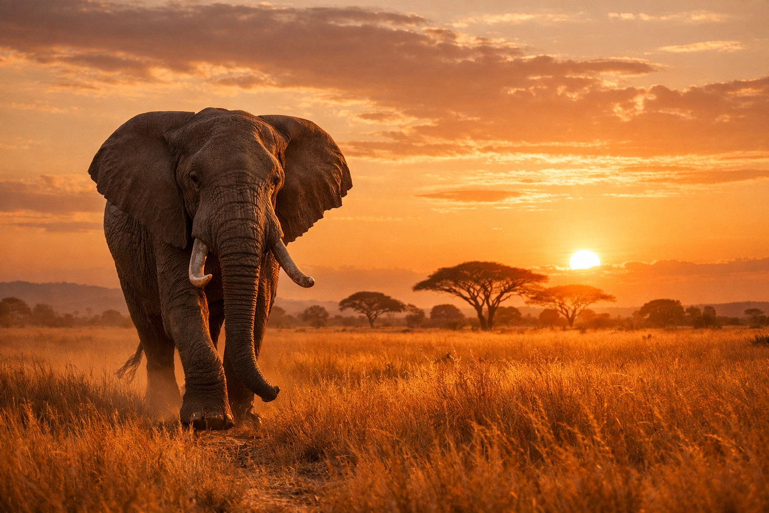 Professional African elephant photography at sunset highlighting zoo conservation efforts.
