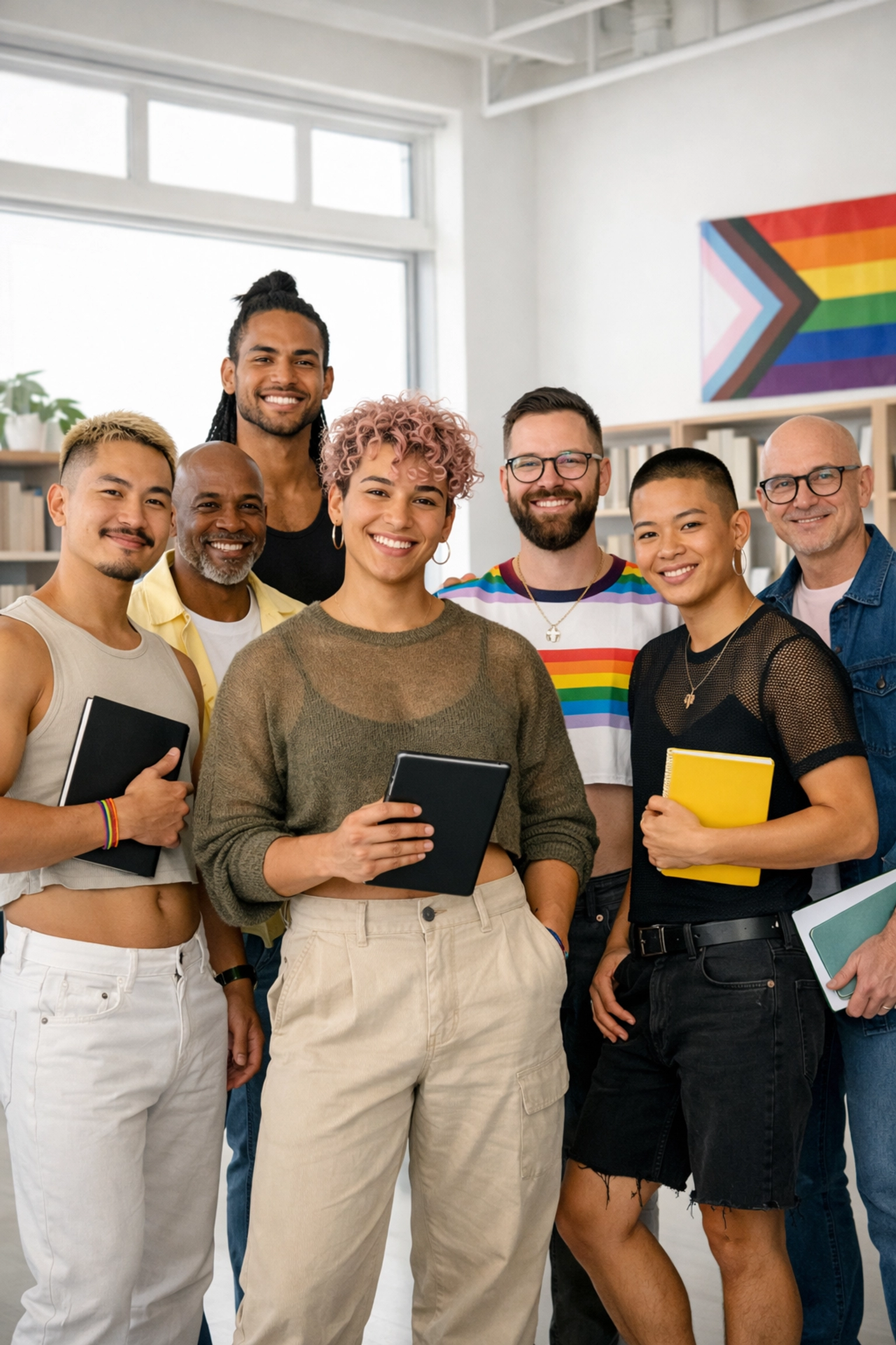 A diverse group of queer authors and creators standing together to celebrate LGBTQ+ publishing.