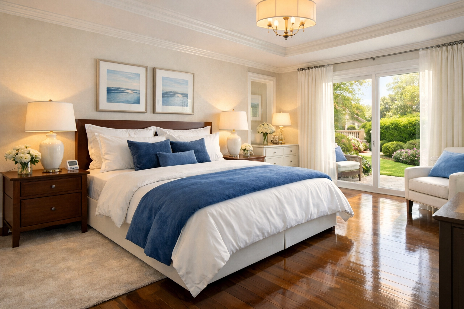 A healthy, allergen-free bedroom following an eco-friendly house cleaning Wayland MA service.