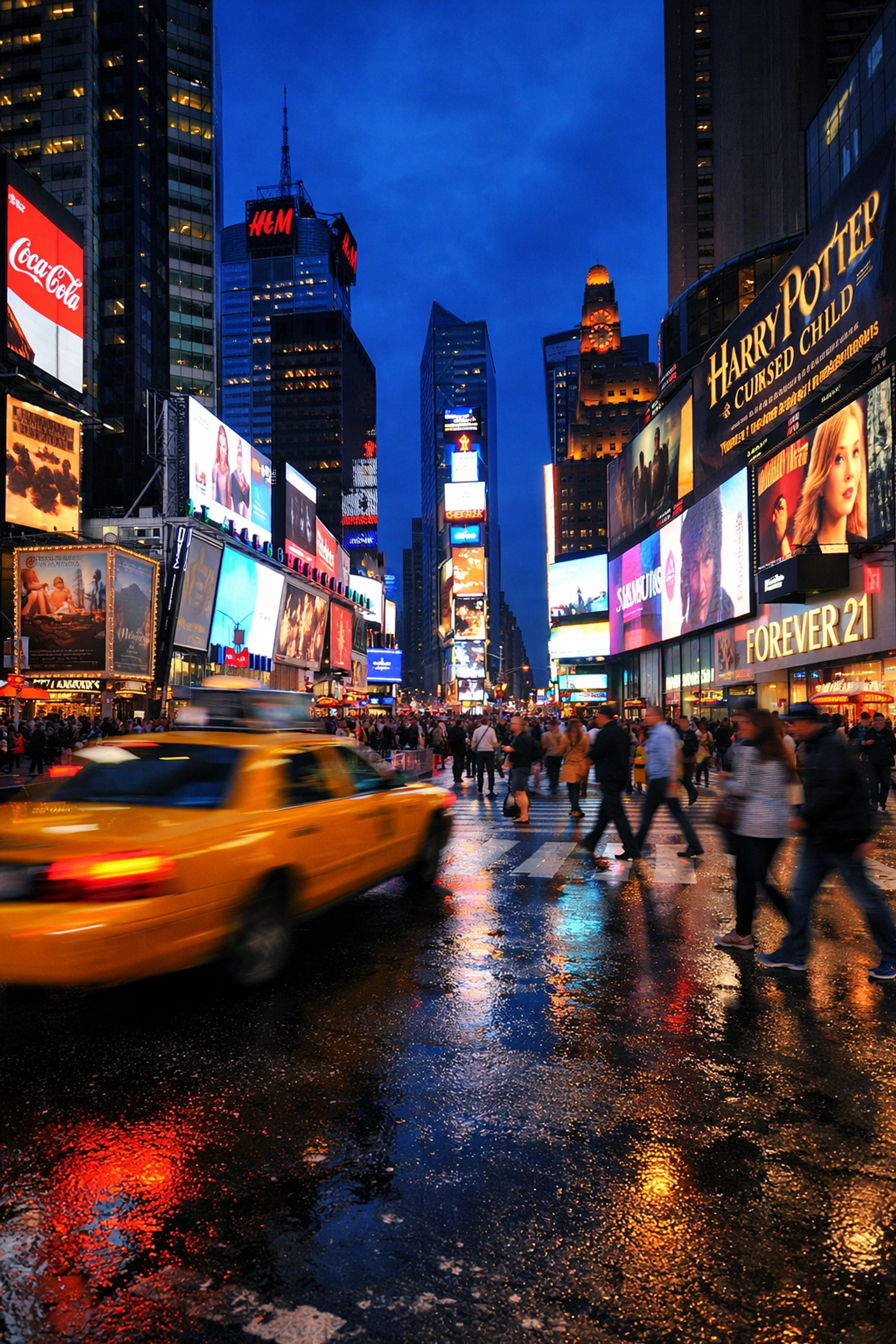 Vibrant neon lights of Times Square, one of the best places to take pictures in NYC at night.