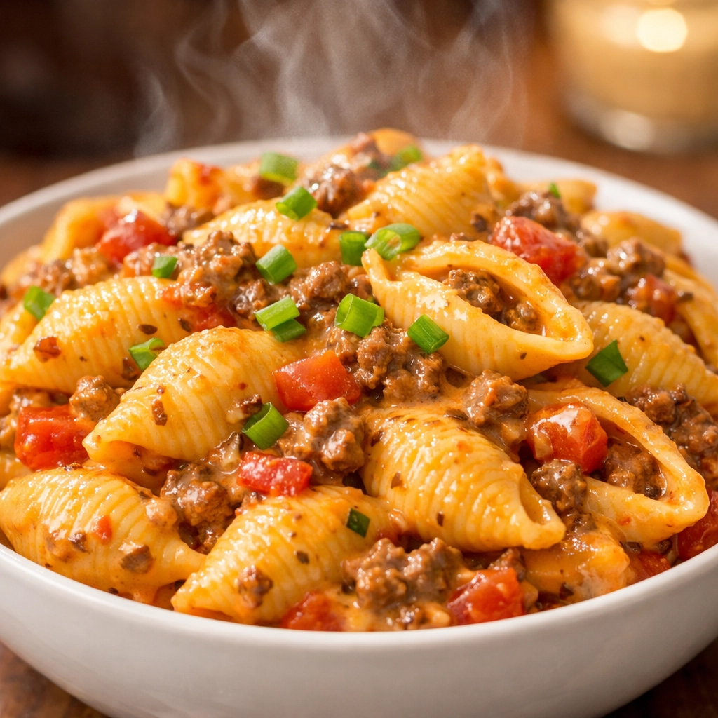 15 Cheap Dinners Under $10 A bowl of creamy 5-ingredient taco pasta with ground beef and tomatoes, an easy weeknight dinner idea.