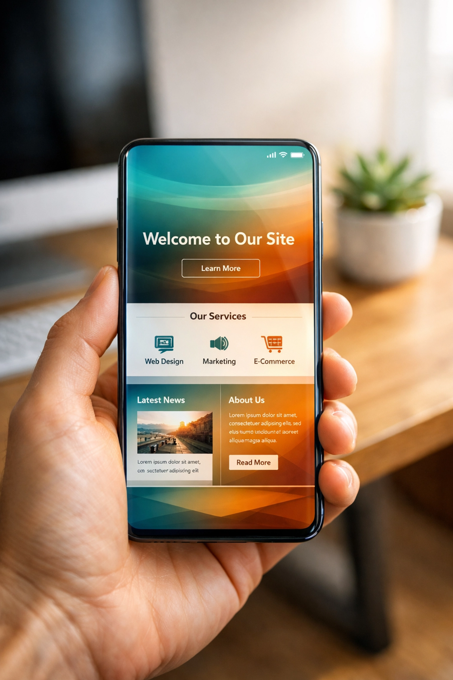 A person holding a fast-loading, mobile-responsive blog on a smartphone to meet AdSense 2026 requirements.