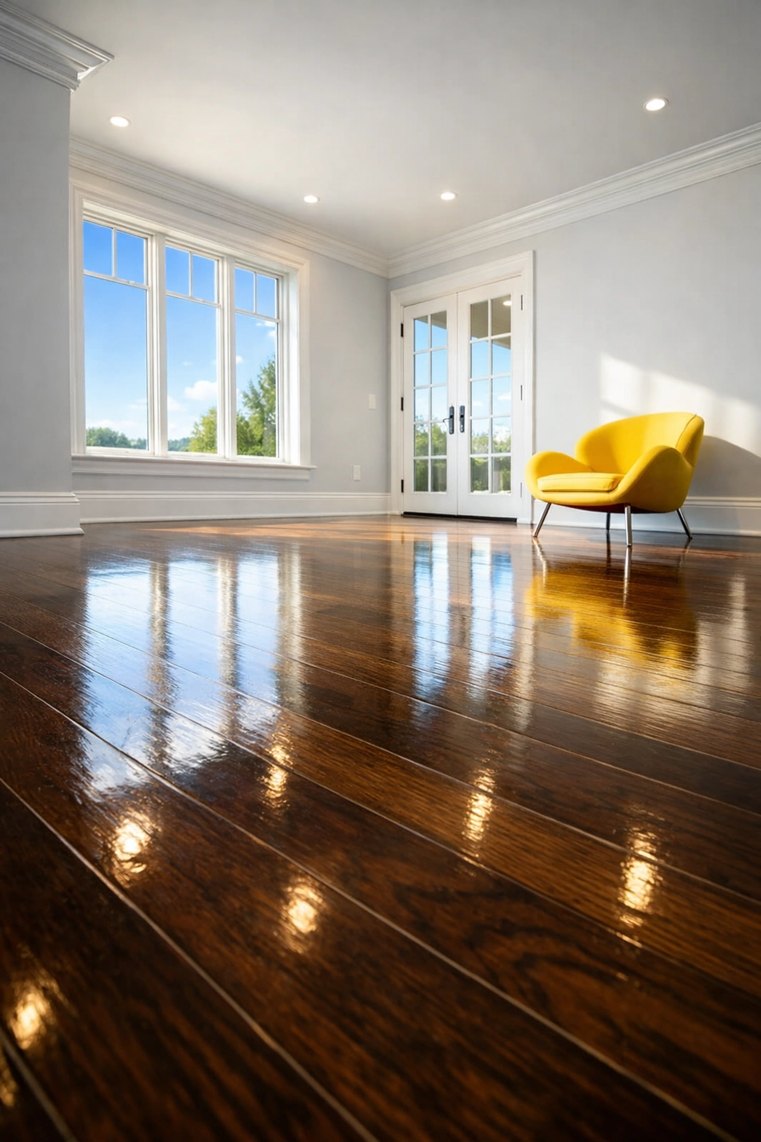 Sun-drenched Nashua NH house cleaning result featuring polished hardwood floors for a move-in ready home.