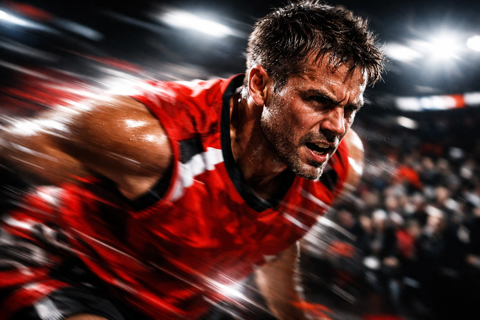 Winnipeg athlete performing under pressure in high-stakes game with intense focus