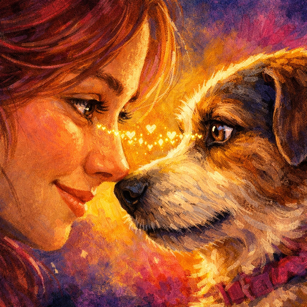 Heartfelt eye contact between a person and a rescue dog, showing a strong bond during pet adoption near me.