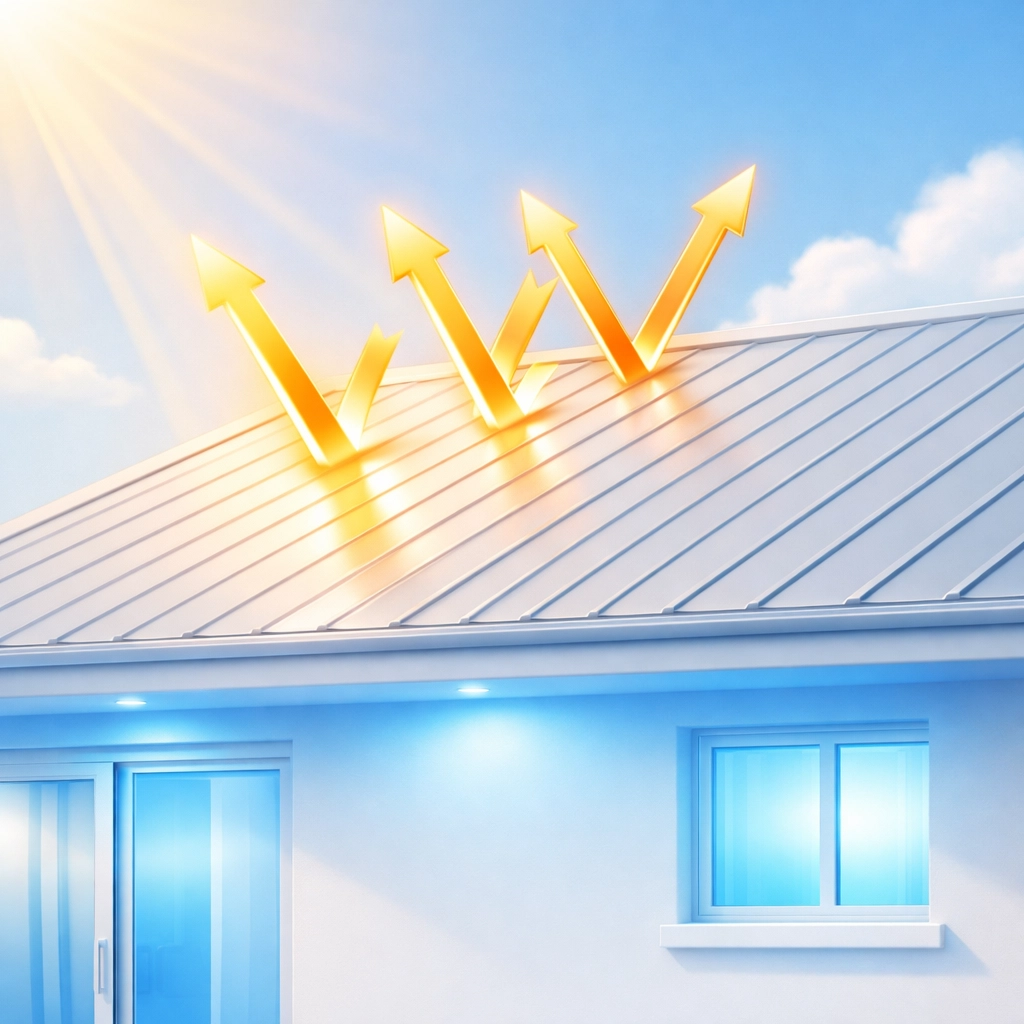 Energy efficient metal roof reflecting sunlight to maintain cool indoor temperatures in Sydney.