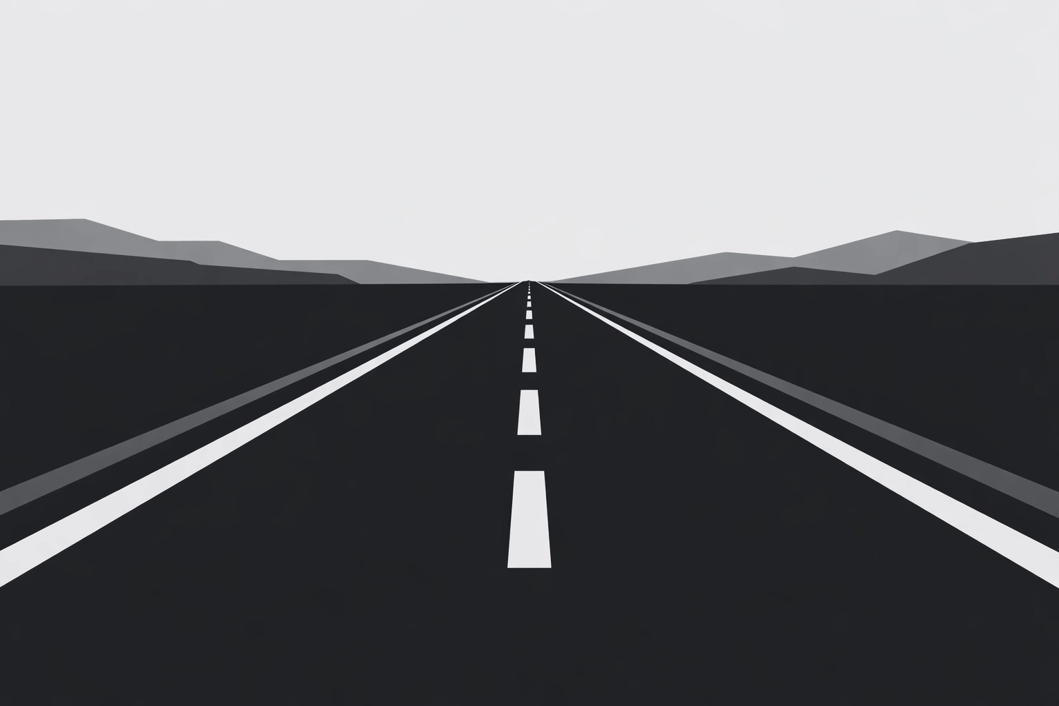 Minimalist straight road illustration symbolizing perfect wheel alignment and smooth vehicle handling.
