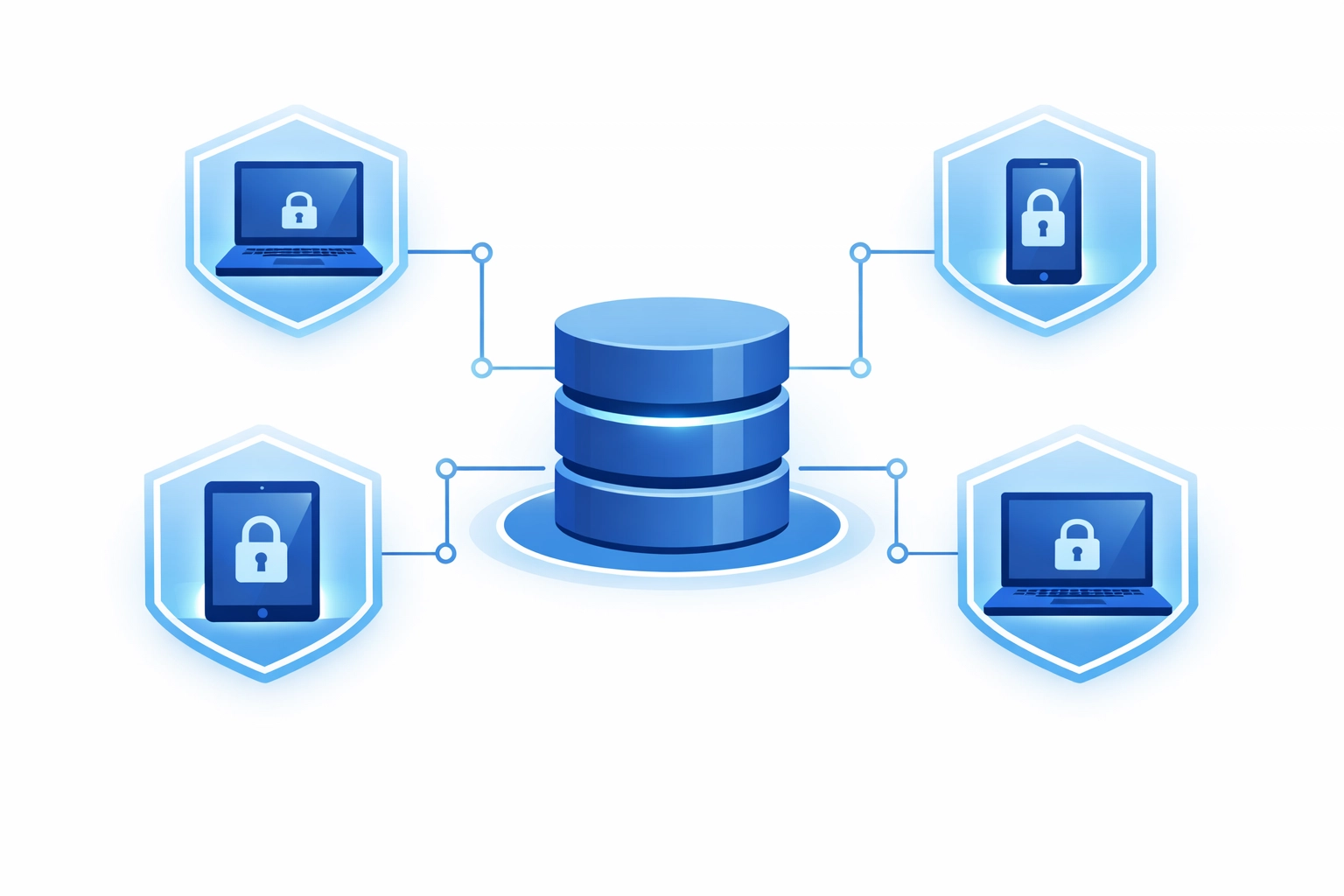 Zero Trust security model protecting remote laptops and smartphones with individual data shields