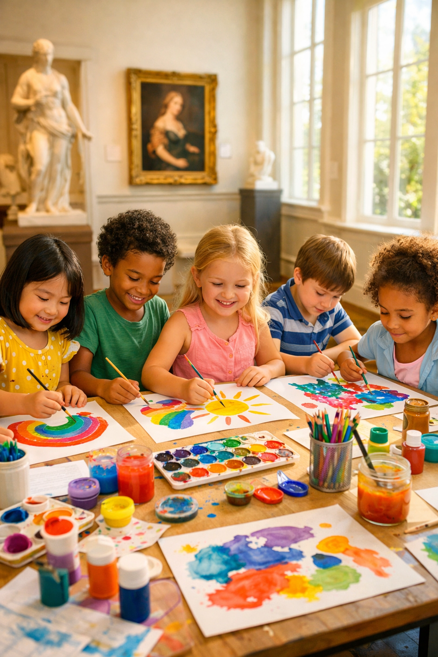 Children creating art projects at Philadelphia Museum of Art Kids Studio event