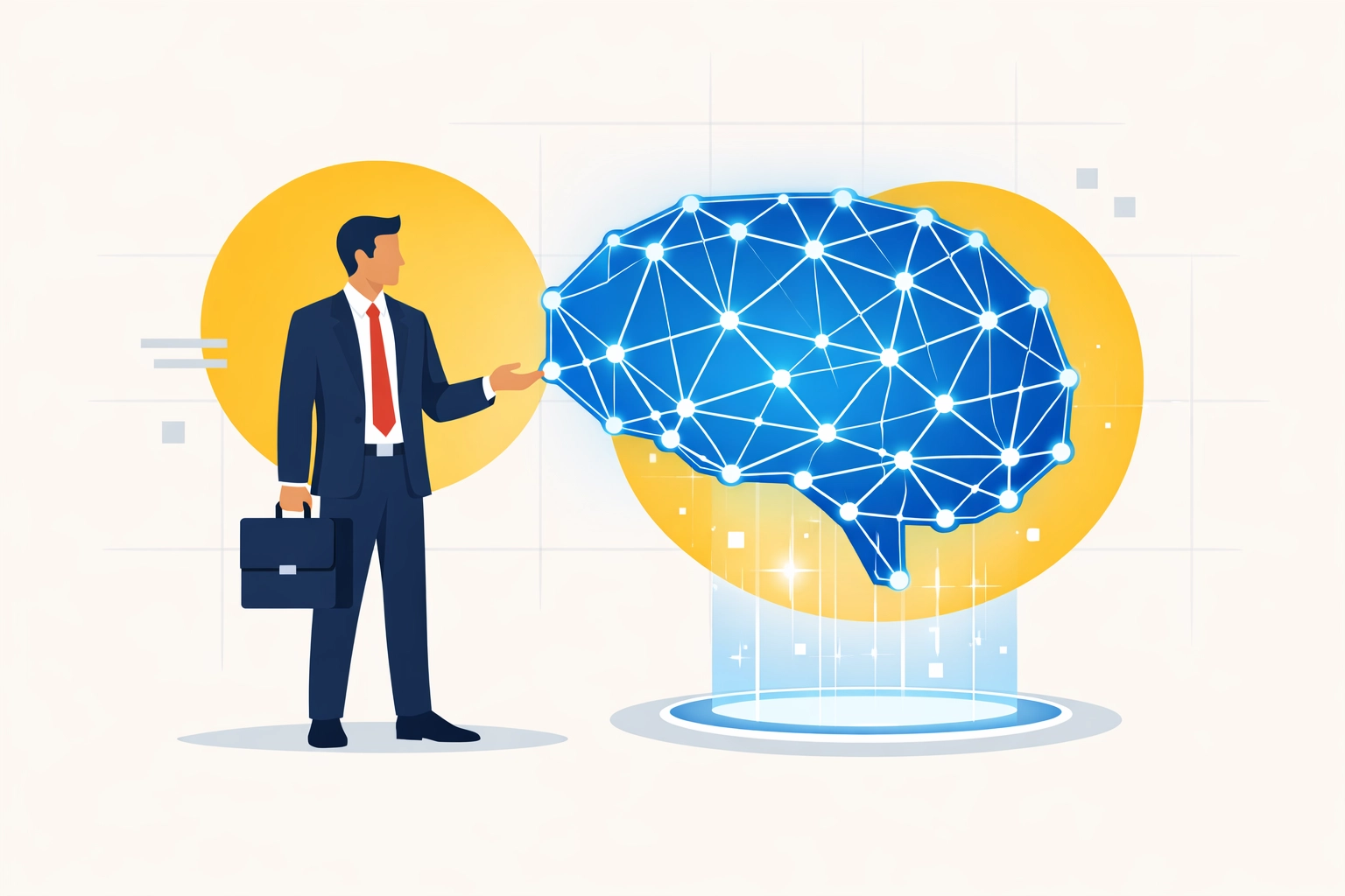 Entrepreneur collaborating with AI to boost small business productivity and cognitive energy.