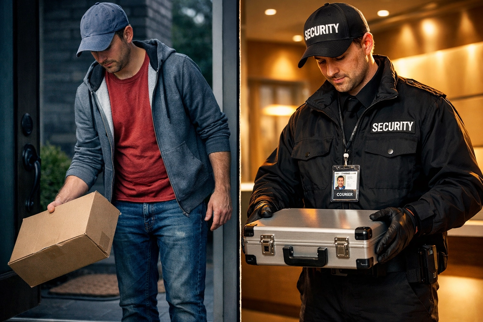 Comparison of standard delivery vs professional secure courier service