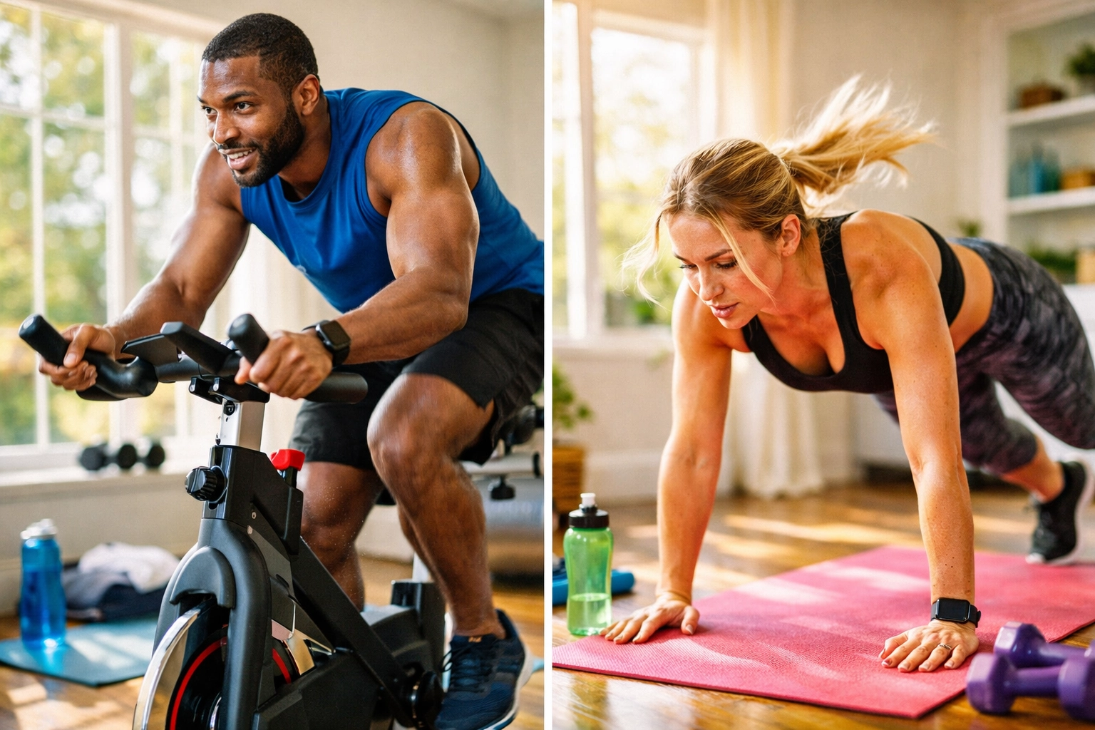 Deux personnes faisant différents exercices cardio pour varier l'entraînement zone 2