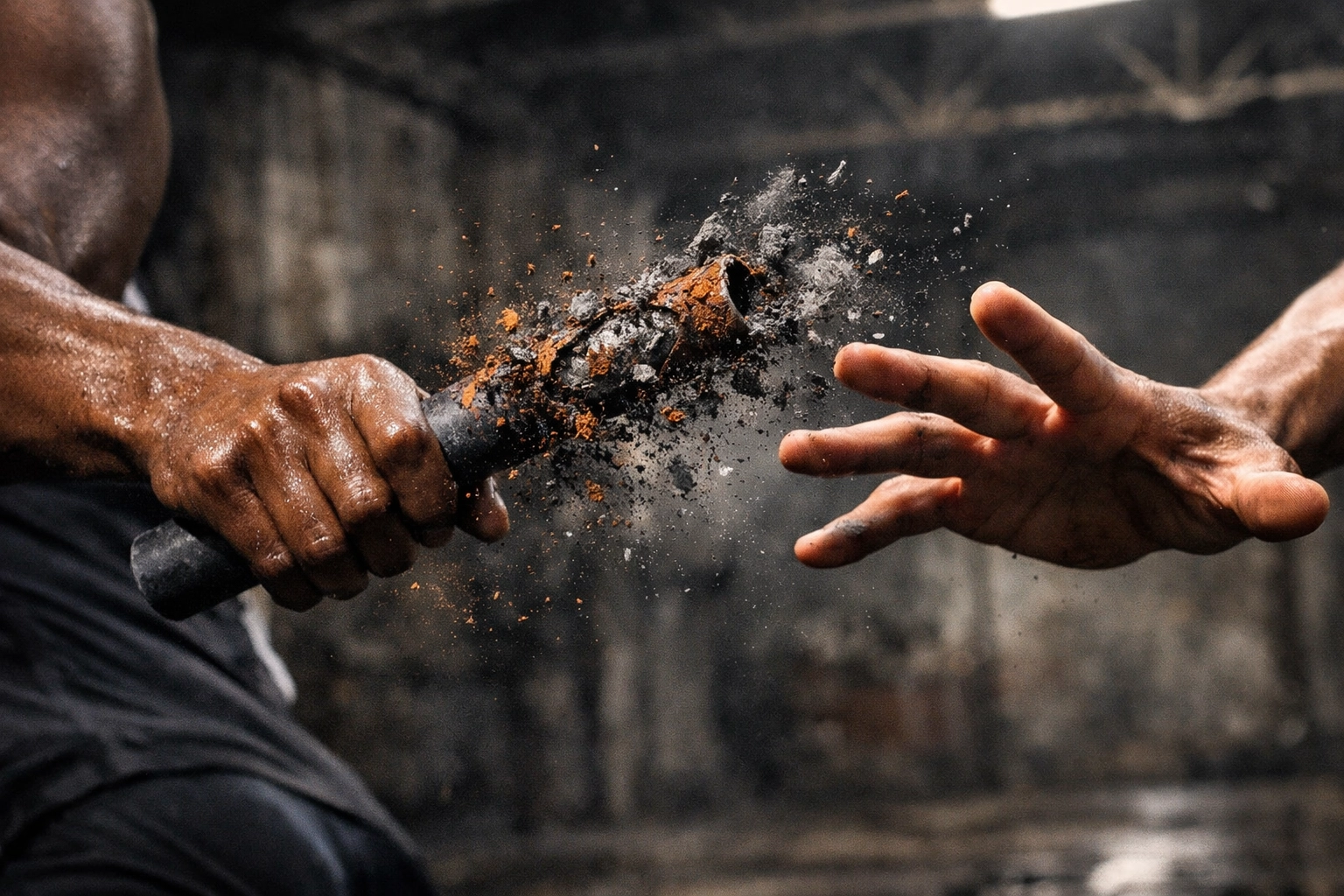 Relay race runners passing a crumbling baton symbolizing handoff rot and stalling business projects.