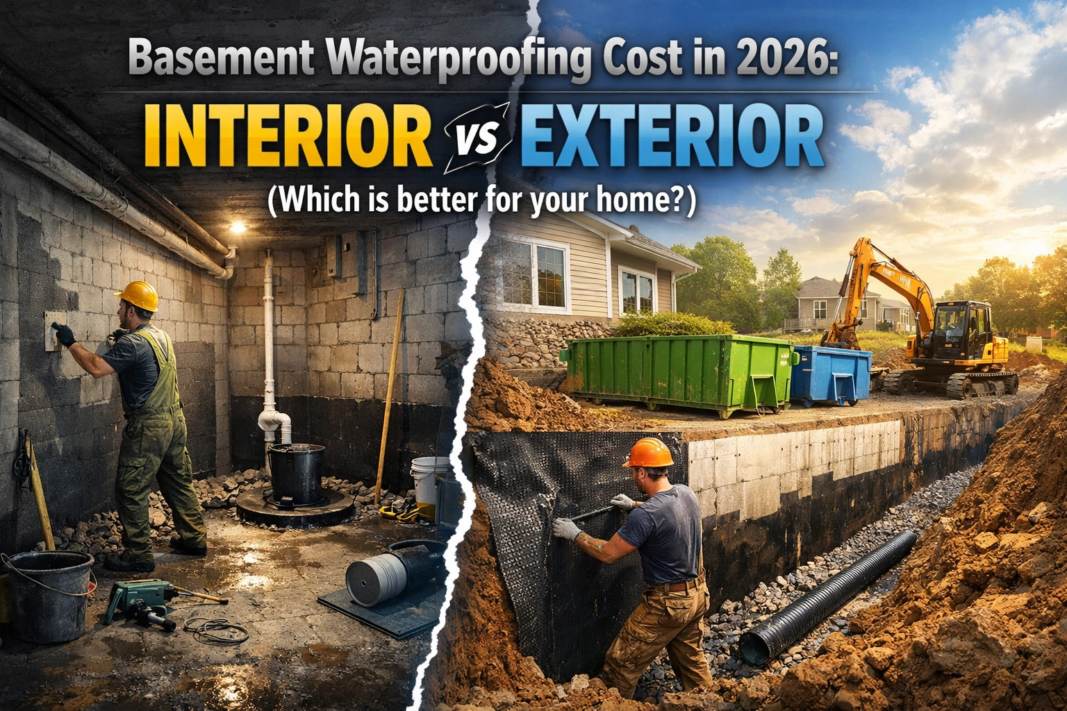[HERO] Basement Waterproofing Cost in 2026: Interior vs Exterior (which is better for your home)