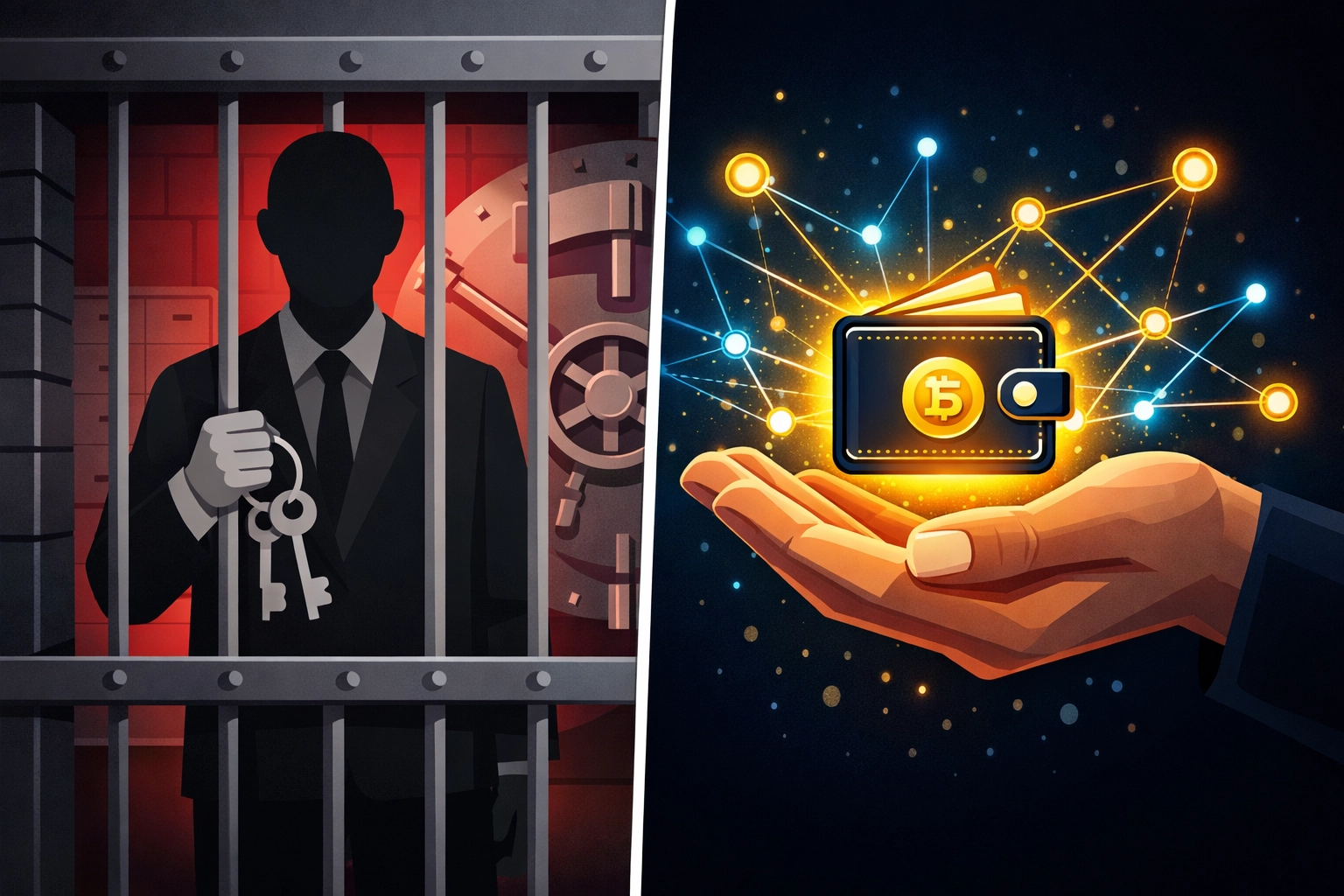 Custodial payment systems versus self-custody crypto wallet freedom and control