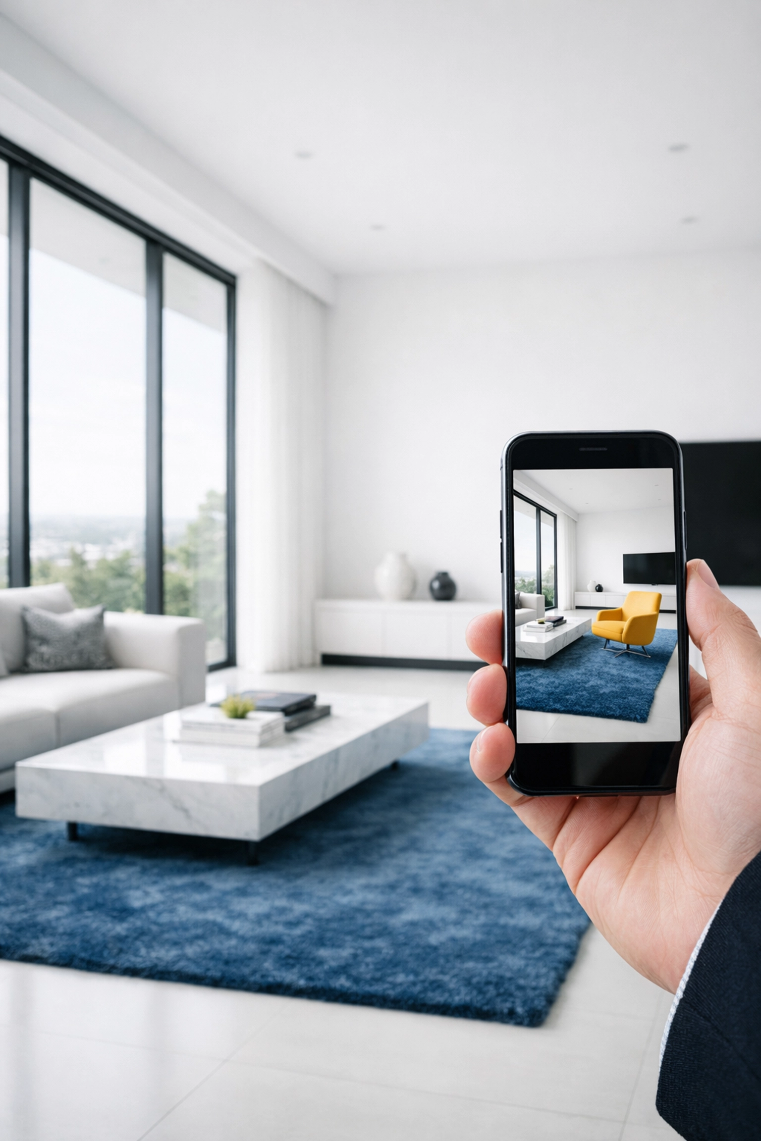 Documentation of a spotless living room for a move-out inspection to ensure security deposit return.