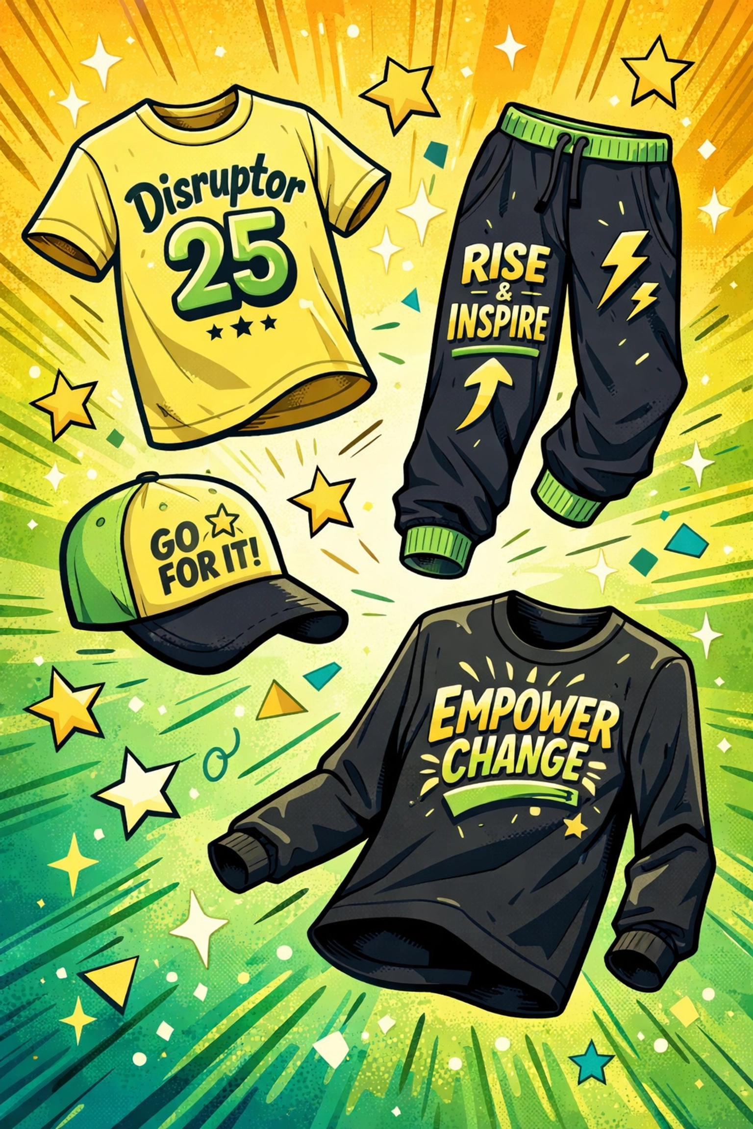 CRC Threads merchandise collection featuring Disruptor 25 tees, joggers, caps, and long sleeves