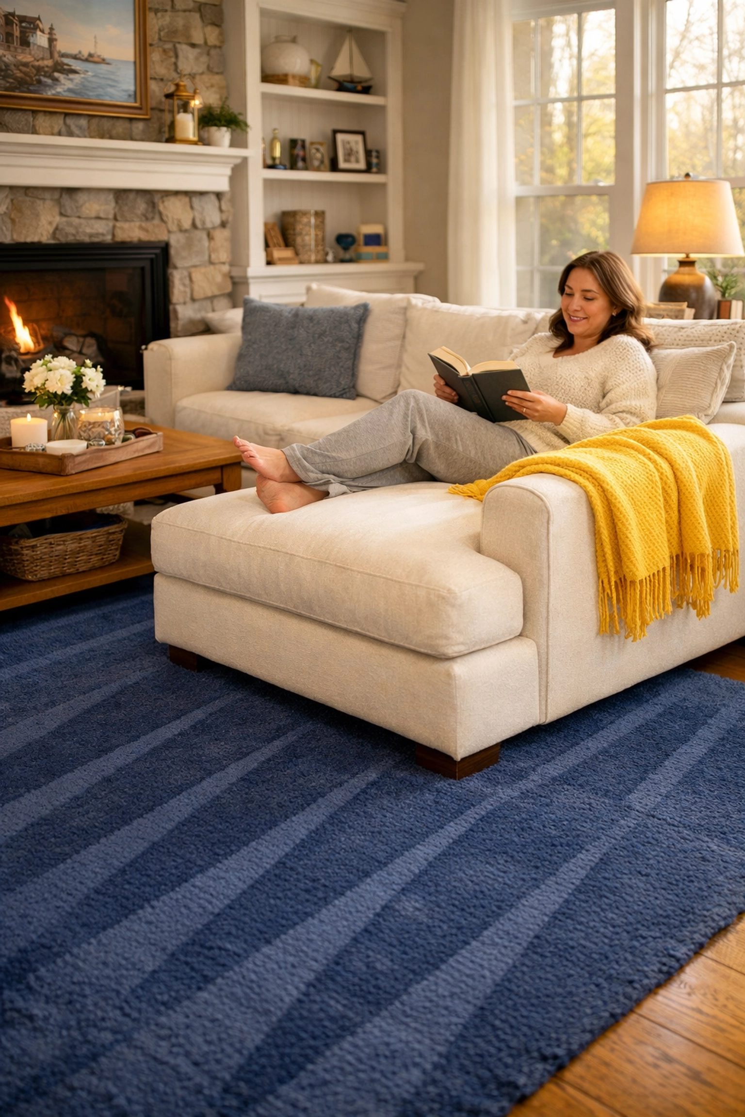 Resident relaxing in a spotless living room after a professional apartment cleaning Bellingham session.