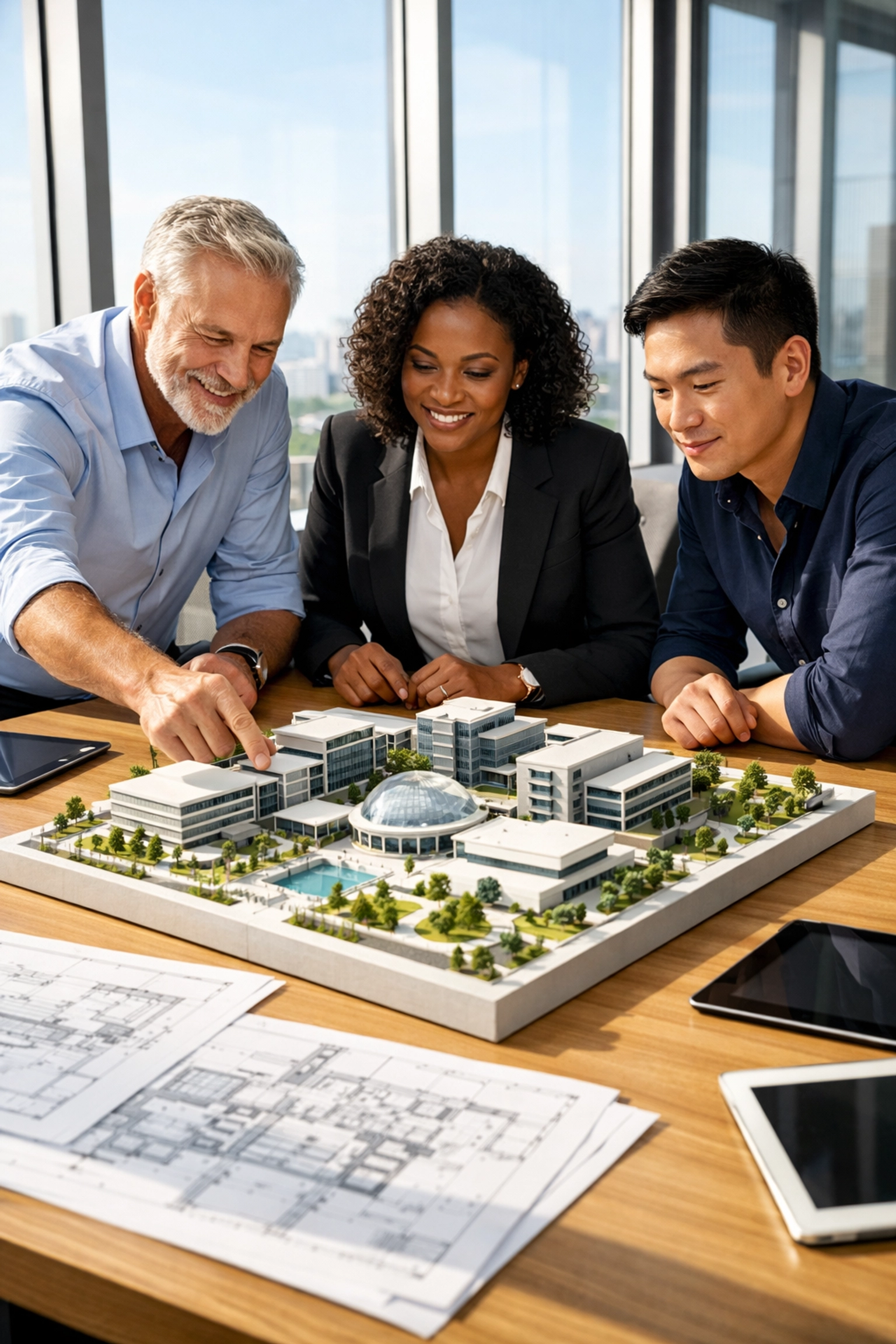 Business leaders reviewing a workforce strategy model to align staffing with core business objectives.