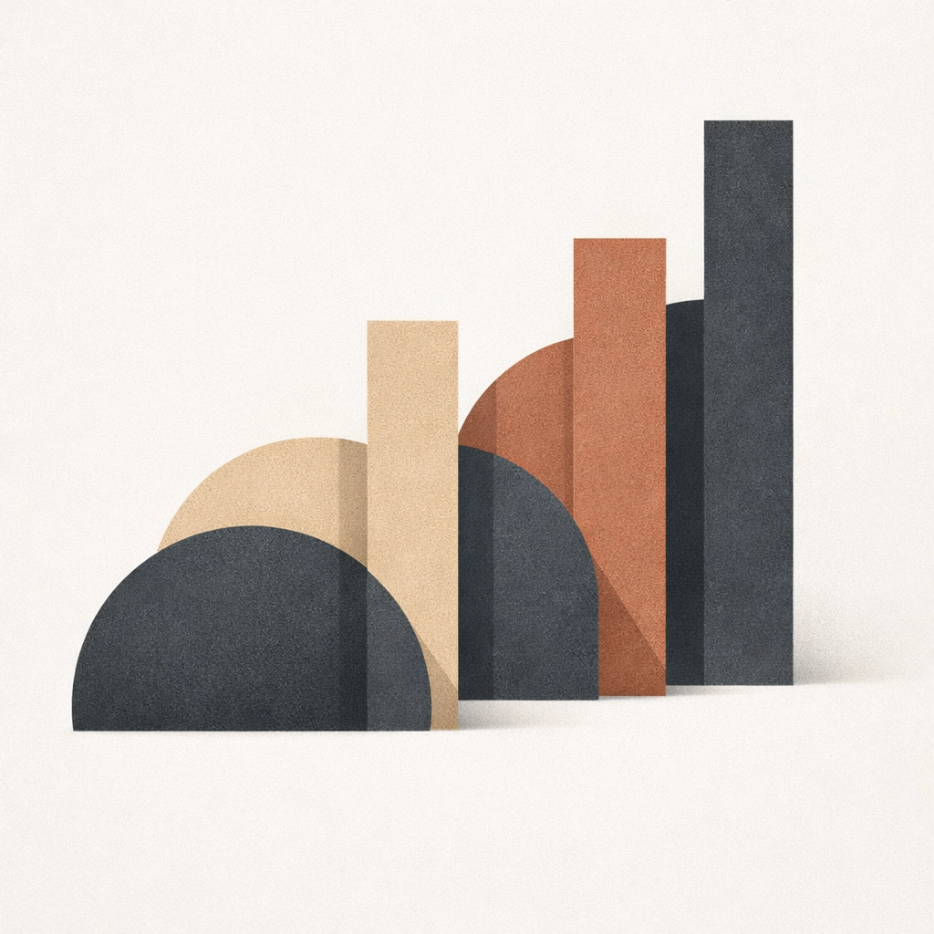 Abstract geometric artwork symbolizing steady price growth and stability in Spokane real estate.