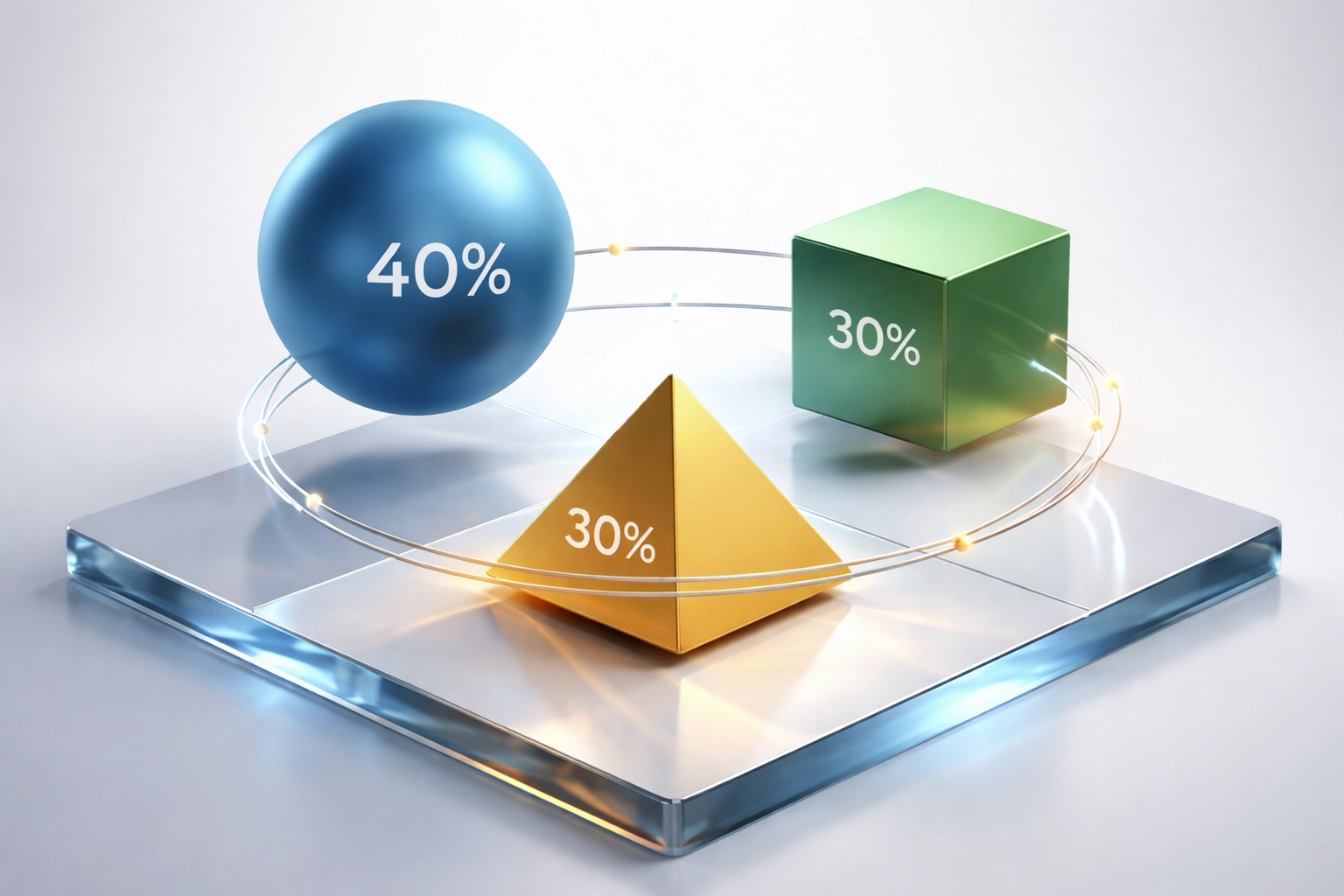 Visual representation of the 40/30/30 portfolio split showing balance among equities, fixed income, and alternatives