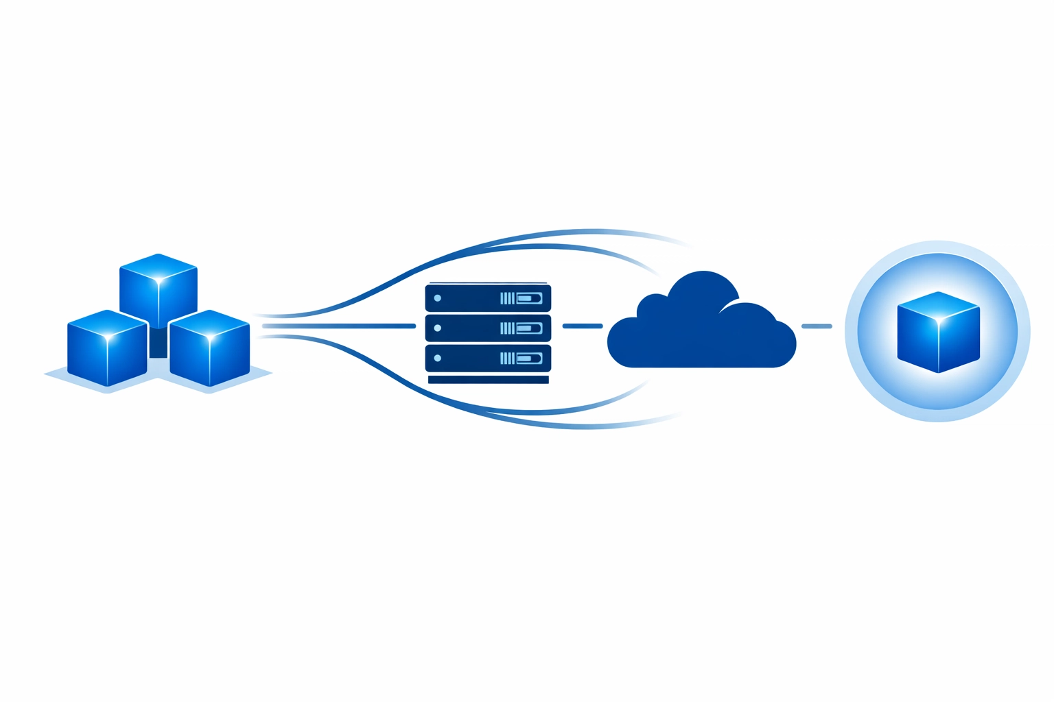 Diagram showing the 3-2-1 backup rule with local storage and offsite cloud data copies.