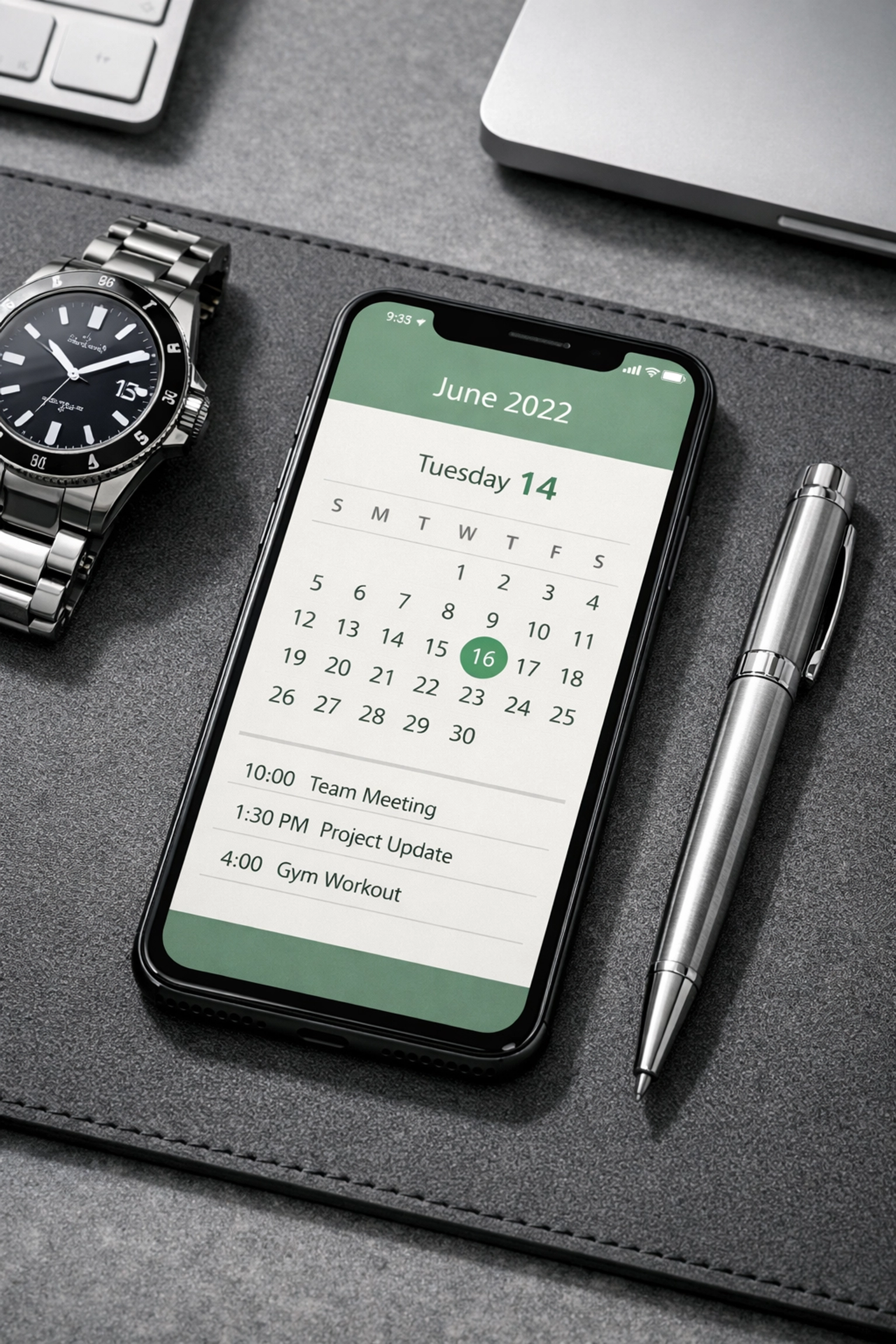 Smartphone on a desk showing a digital calendar to coordinate fast approval loan repayment dates.