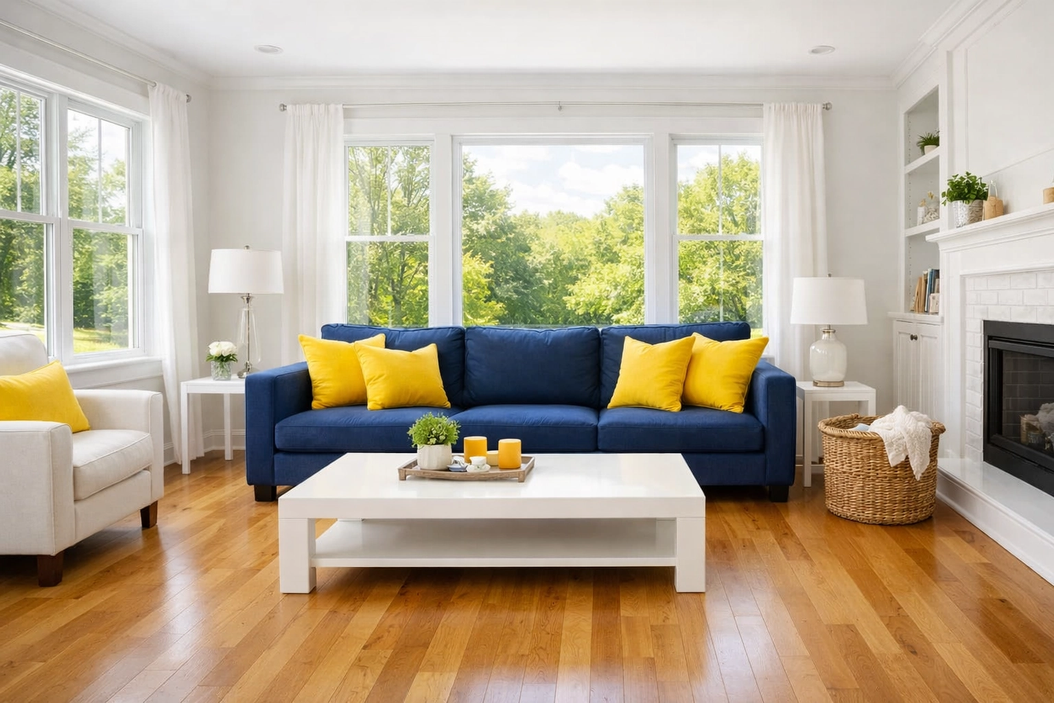 Clean, tidy living room in a Saugus home showcasing expert house cleaning Saugus MA results.