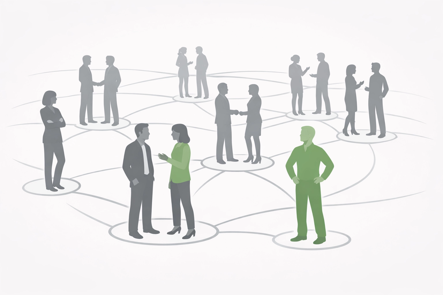 Connected network of nonprofit professionals showing organizational collaboration during scaling