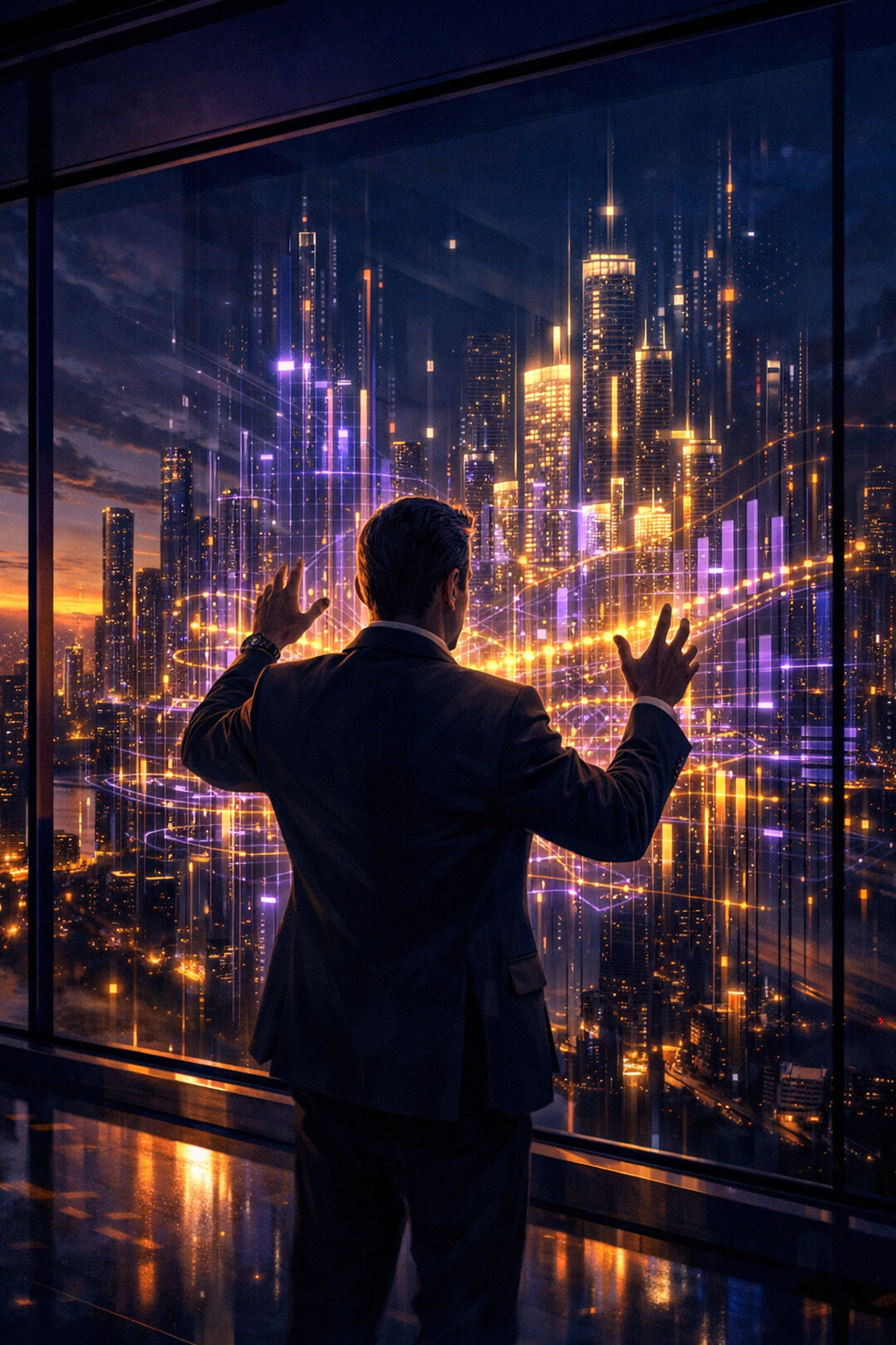 Professional manager acting as a digital architect to oversee AI logic and data-driven business strategy.