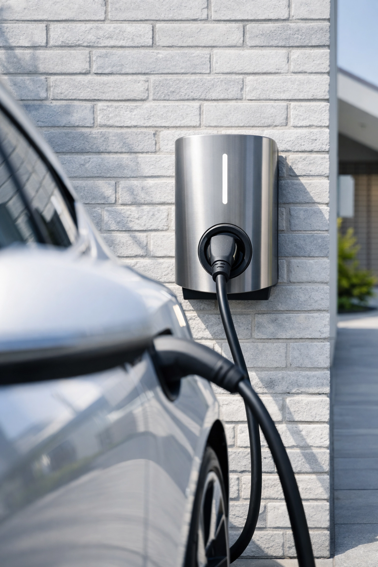 Modern EV charging point installation at a Dorset property, supporting upgraded electrical consumer units.