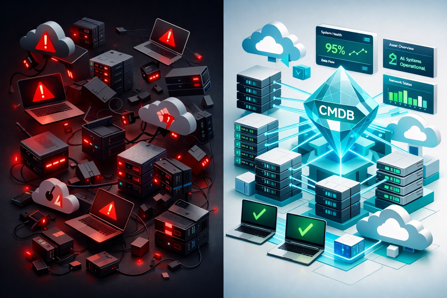 ServiceNow ITOM and ITAM integration transforming disconnected assets into unified CMDB structure