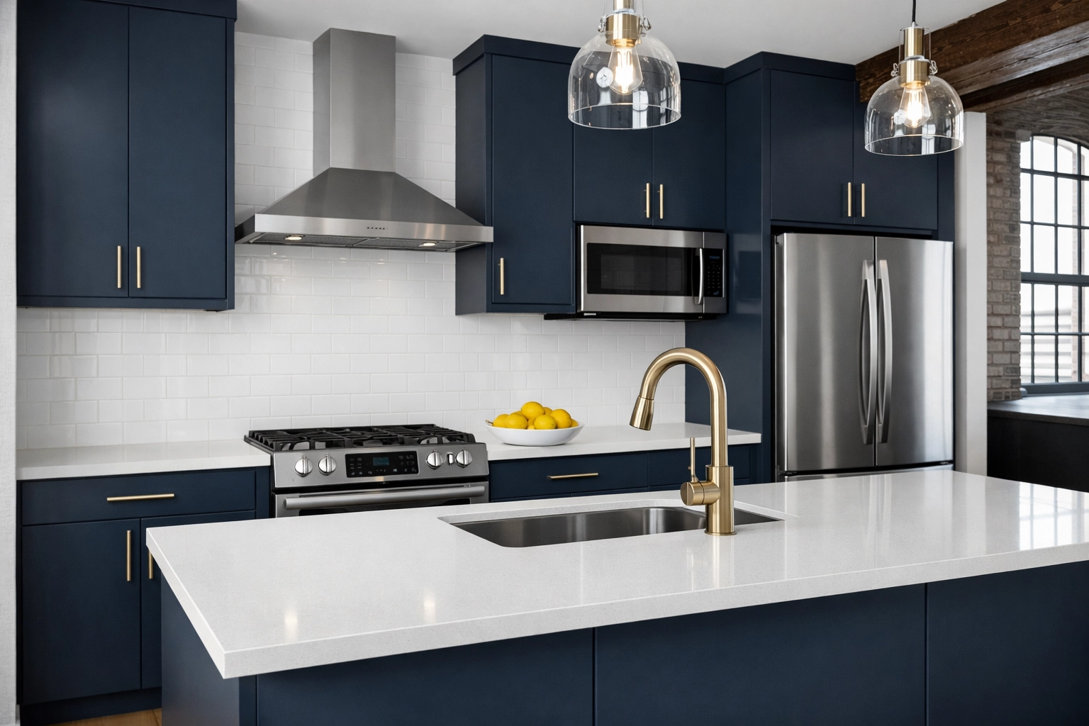 Professionally cleaned modern kitchen in a Leominster apartment with sparkling countertops.