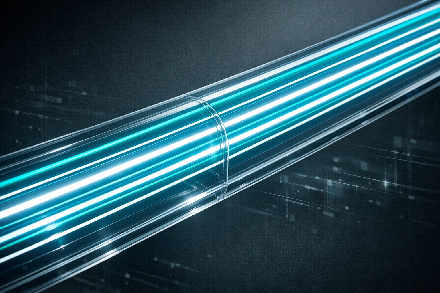 Vibrant light streams in a conduit showing clear data flow and rapid strategic execution for entrepreneurs.