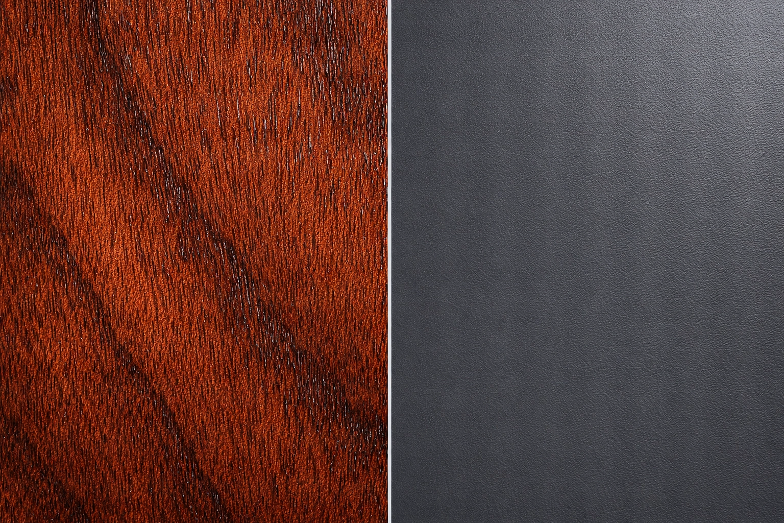 Comparison of refinished mahogany wood and charcoal grey cabinet painting for Austin kitchens.