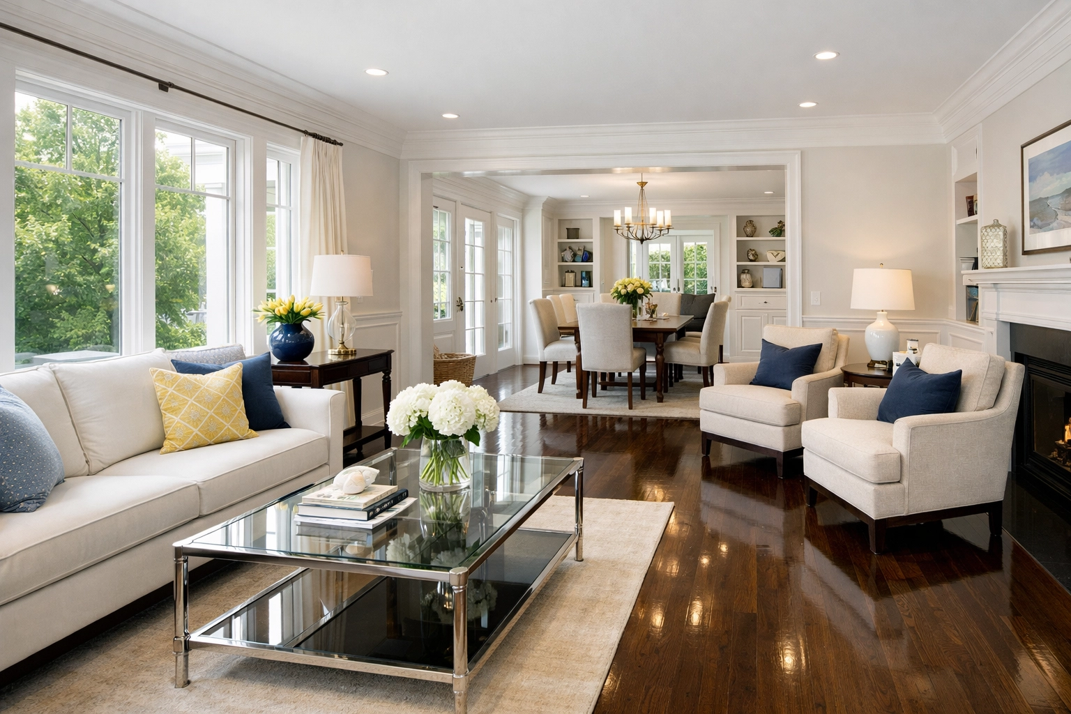 Clean and organized living space featuring high-end residential house cleaning Pepperell MA standards.