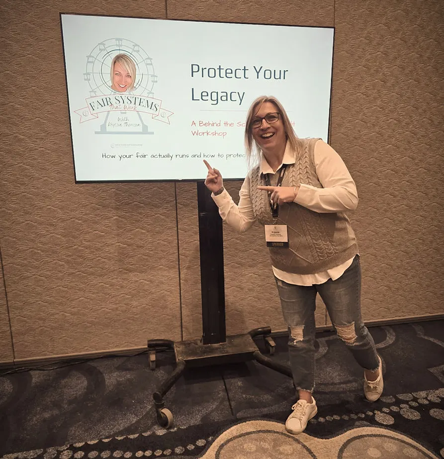 Fair Systems team member presenting a workshop on operational sustainability