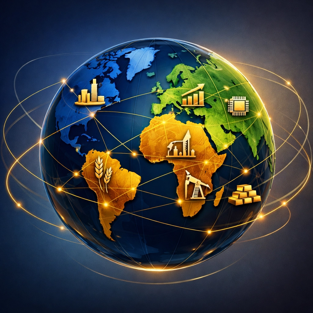 Global investment diversification map showing geographic asset allocation across international markets