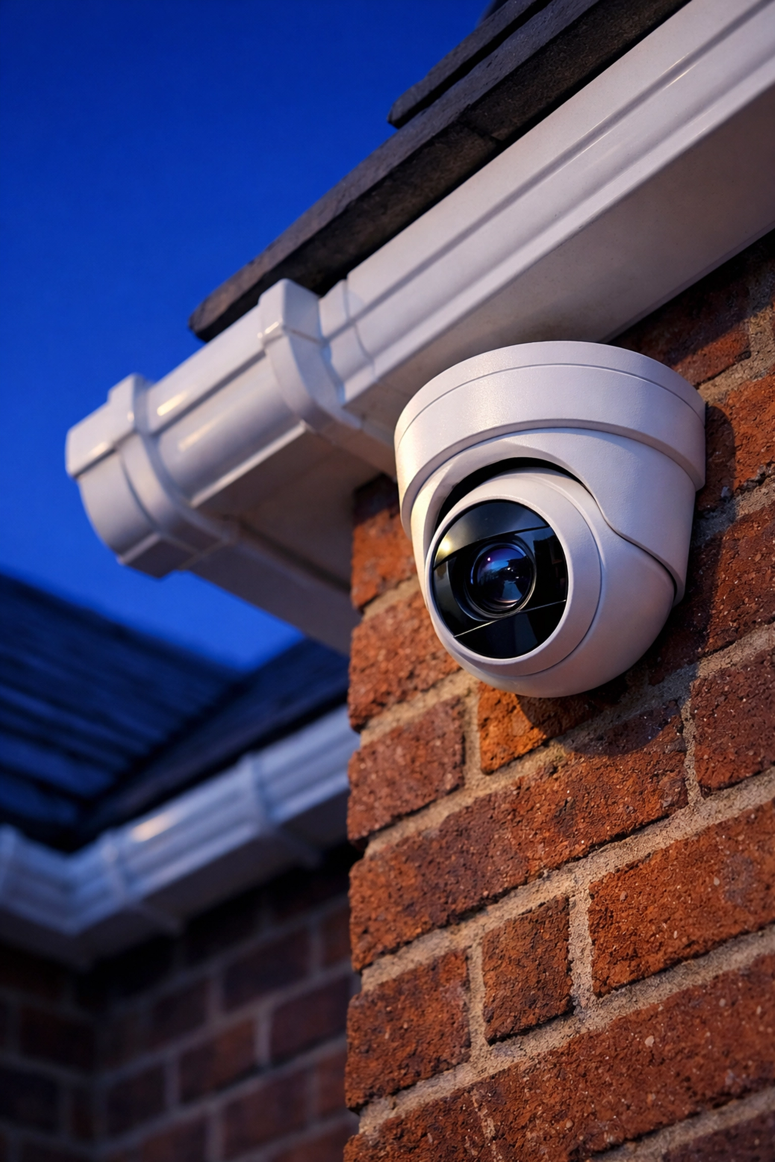 Professional NVR IP security camera installed on a red-brick house in Melksham for robust protection.