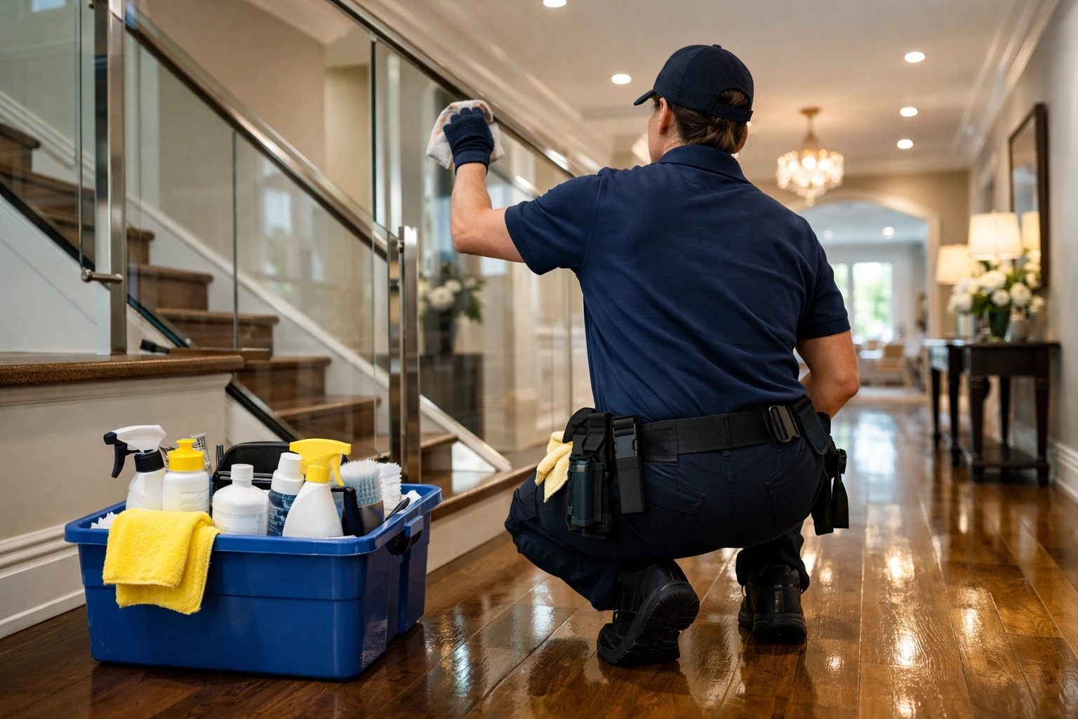 Professional residential cleaning expert performing efficient deep cleaning services in a Groton MA home.