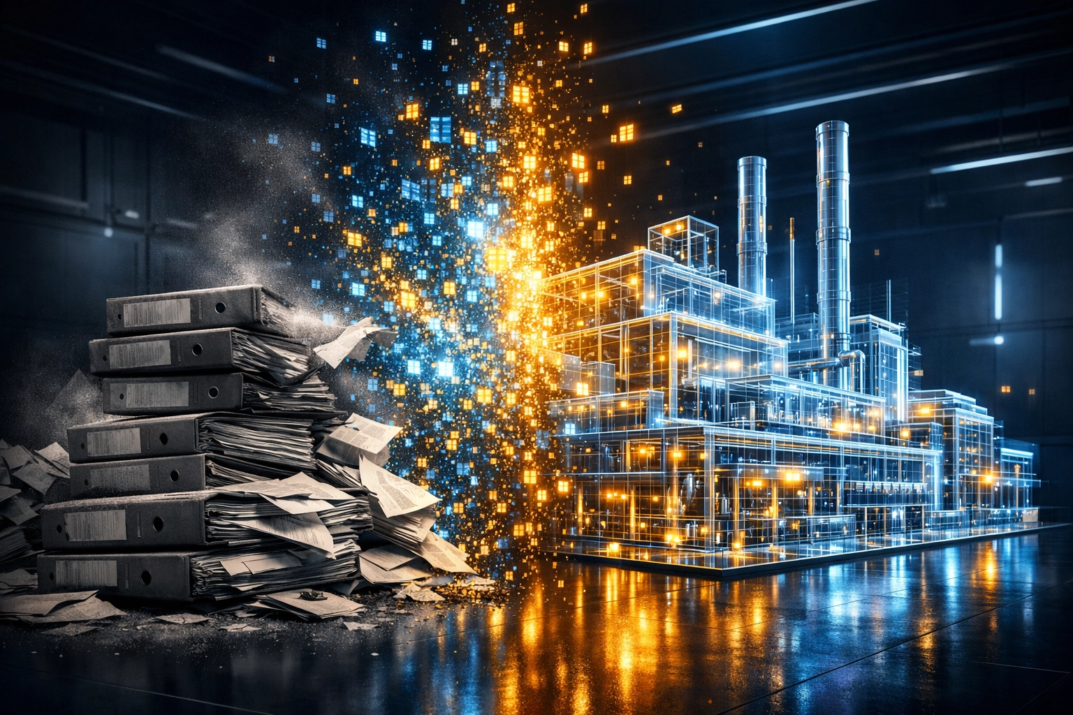 Transformation von Papierakten zu strukturierten digitalen Daten für die KI-Readiness im Mittelstand.