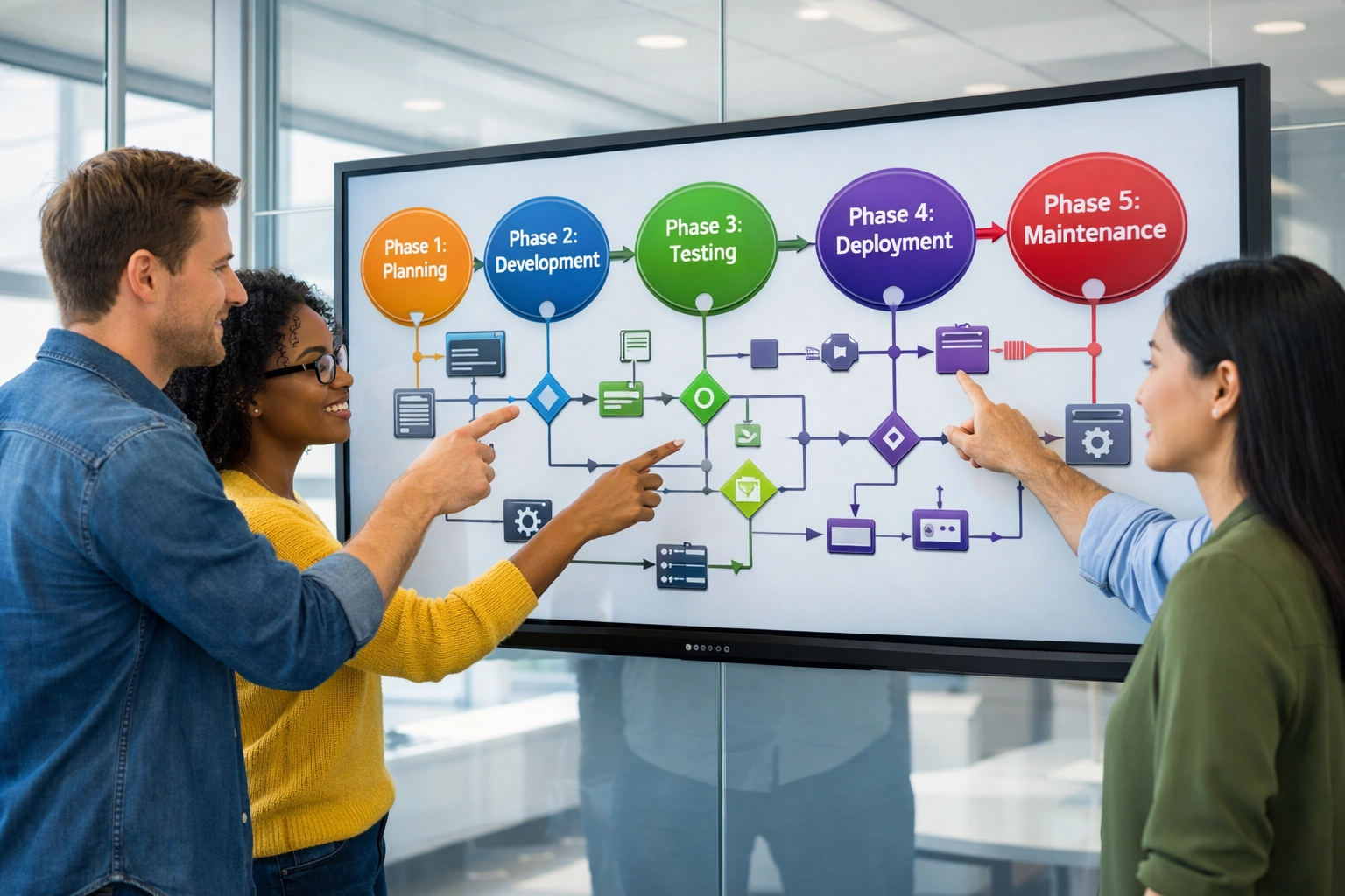 IT professionals reviewing five-phase ServiceNow ITAM implementation framework