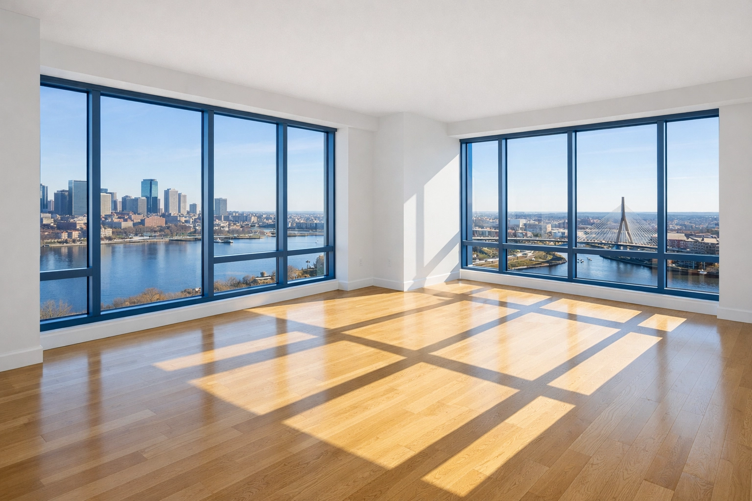 Pristine empty apartment in East Cambridge after a professional residential move-out cleaning service.