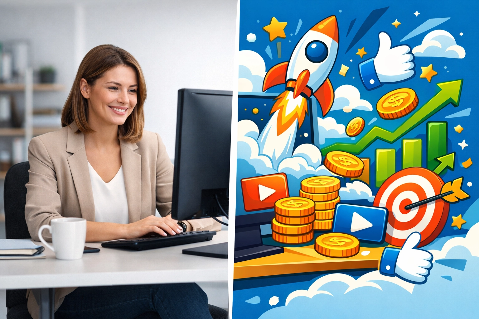 Small business owner using AI video tools to drive growth and engagement for marketing content